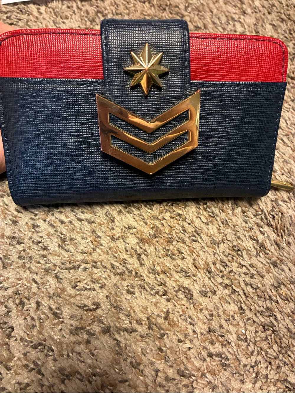Captain Marvel Navy and Red Women's Zip Wallet with Gold Accent